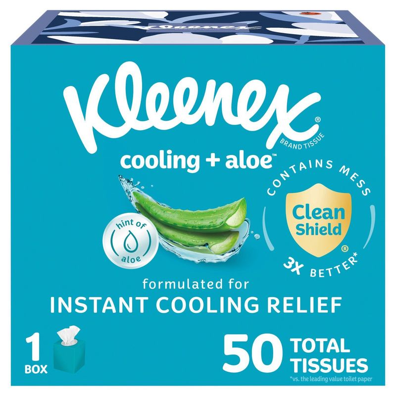 Kleenex Cooling + Aloe Unscented Tissues, 50 count