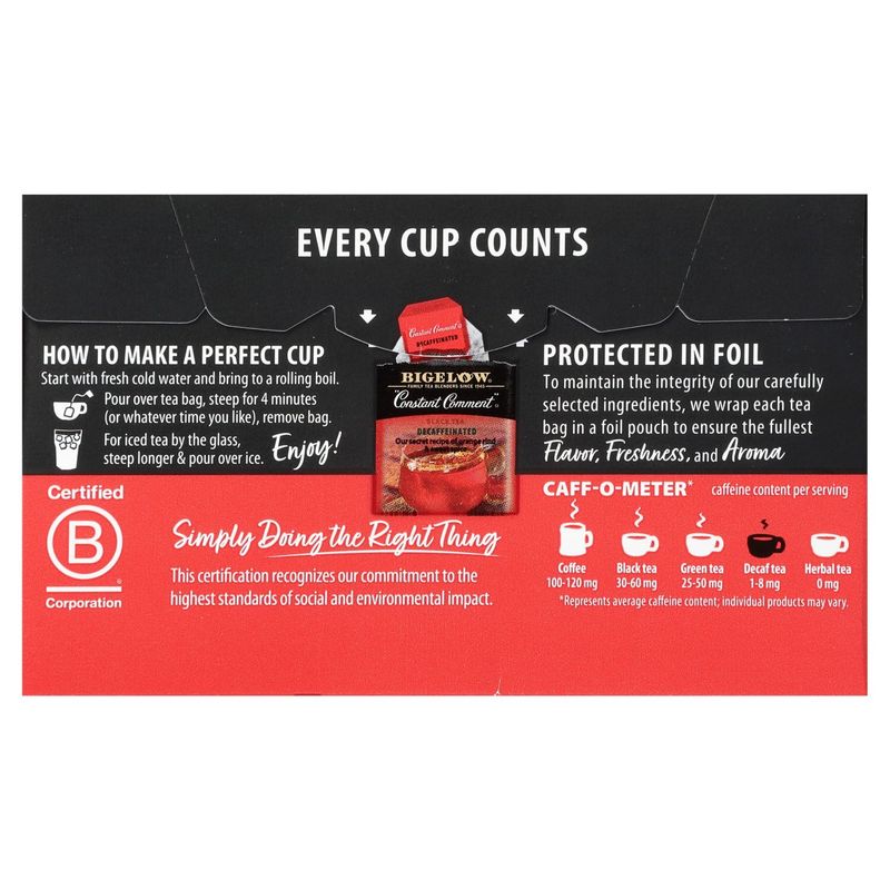 Bigelow Constant Comment Decaffeinated Black Tea Bags, 20 count, 1.18 oz