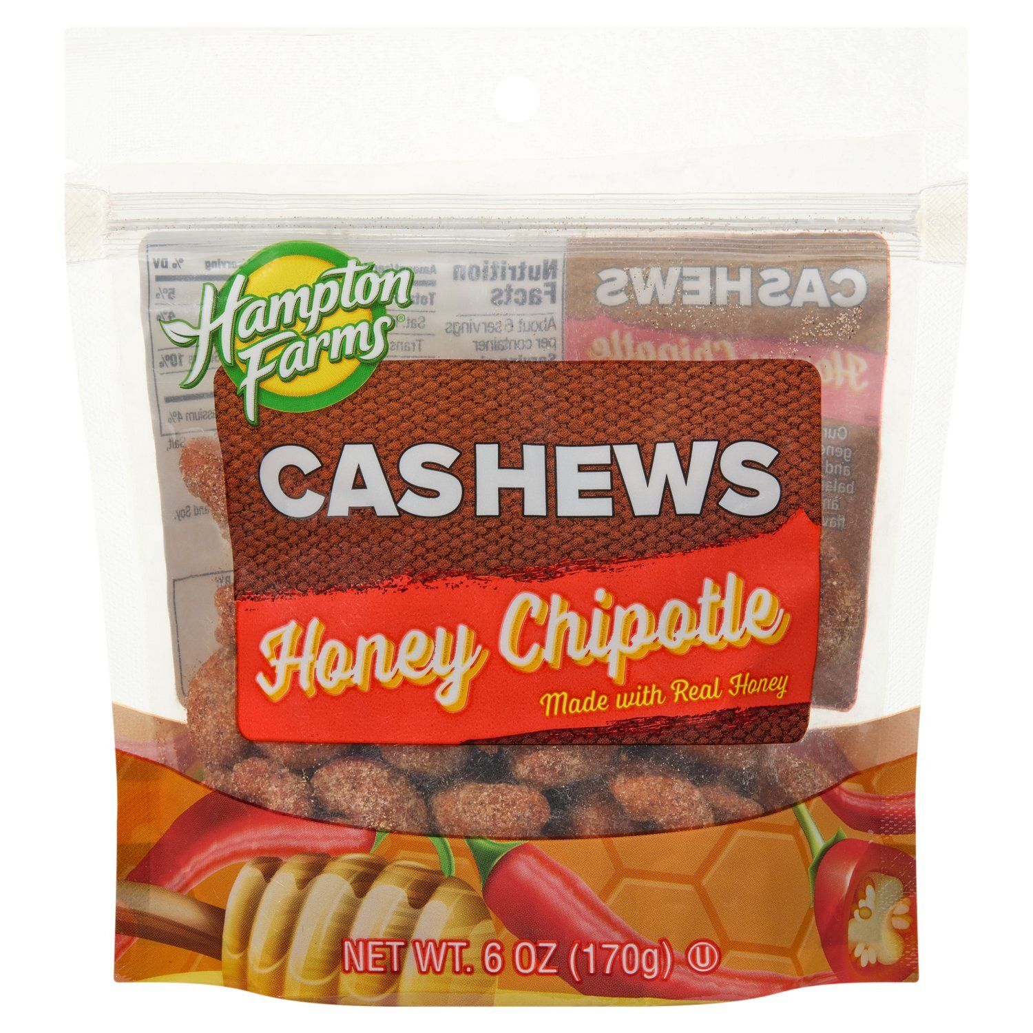 Hampton Farms Honey Chipotle Cashews, 6 oz