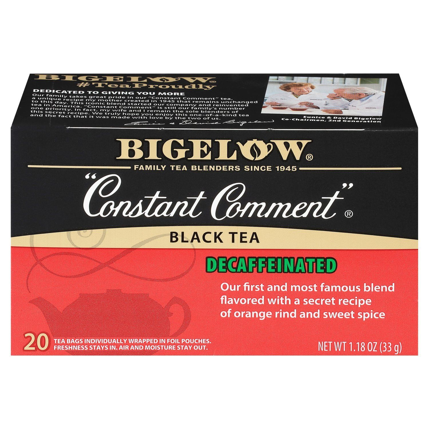 Bigelow Constant Comment Decaffeinated Black Tea Bags, 20 count, 1.18 oz