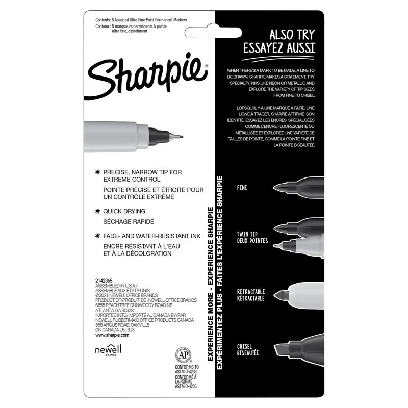 Sharpie Mystic Gems Ultra Fine Point Permanent Marker Special Edition, 5 count