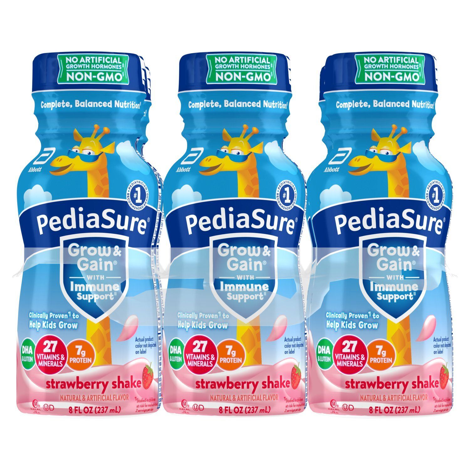 PediaSure Grow &amp; Gain with Immune Support Strawberry Shake, 8 fl oz, 6 count