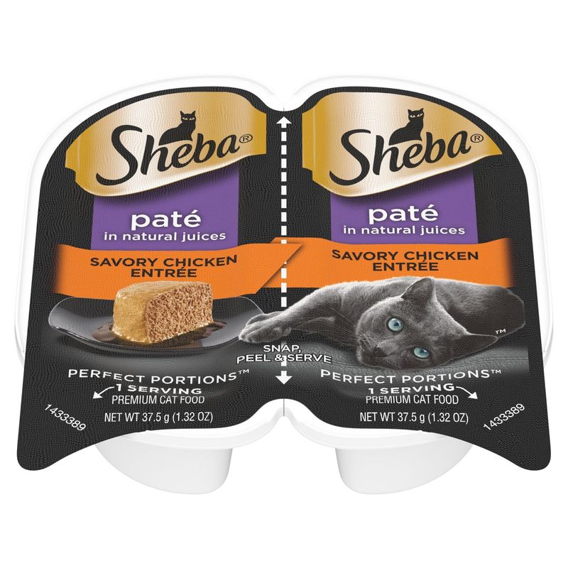 Sheba Perfect Portions Paté in Natural Juices Savory Chicken Entrée Premium Cat Food, 1.32 oz