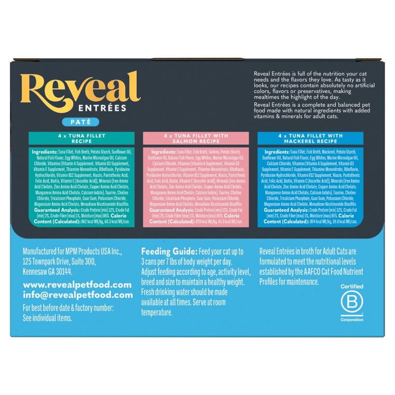 Reveal Entrées Fish Selection Paté Complete Cat Food, 12 count, 2.47 oz