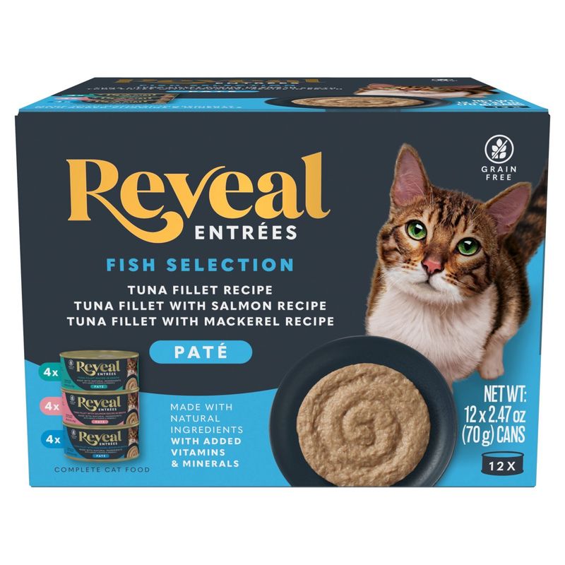 Reveal Entrées Fish Selection Paté Complete Cat Food, 12 count, 2.47 oz