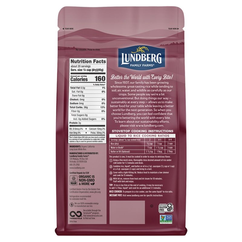 Lundberg Family Farms 2LB OG CALIFORNIA WHITE BASMATI RICE