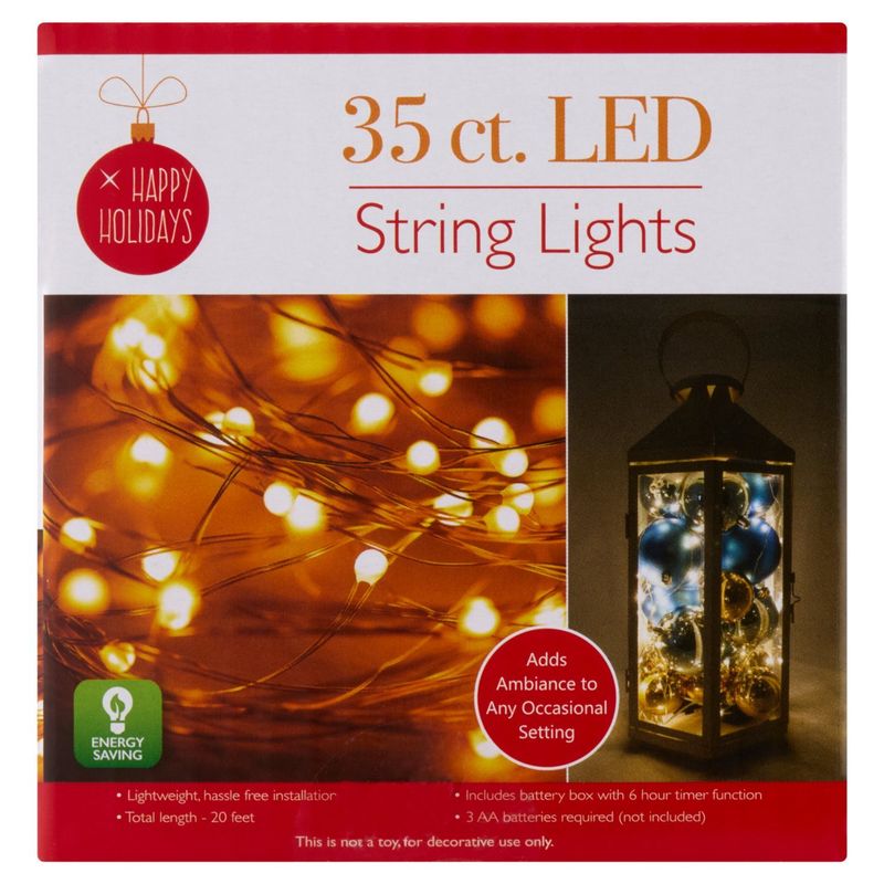Happy Holidays Decorative LED String Lights, 35 count