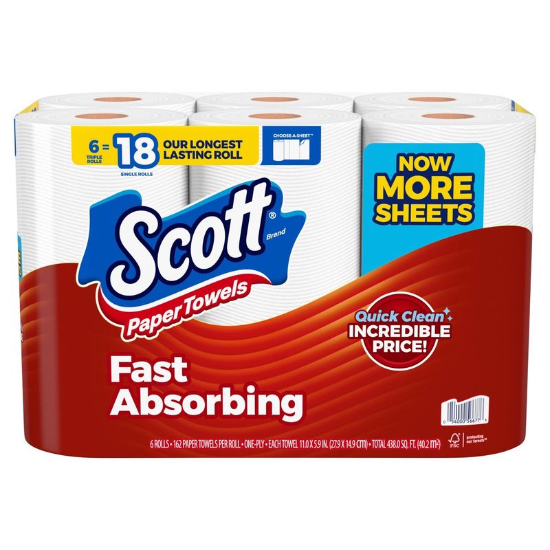 Scott Fast Absorbing Paper Towels, 6 count