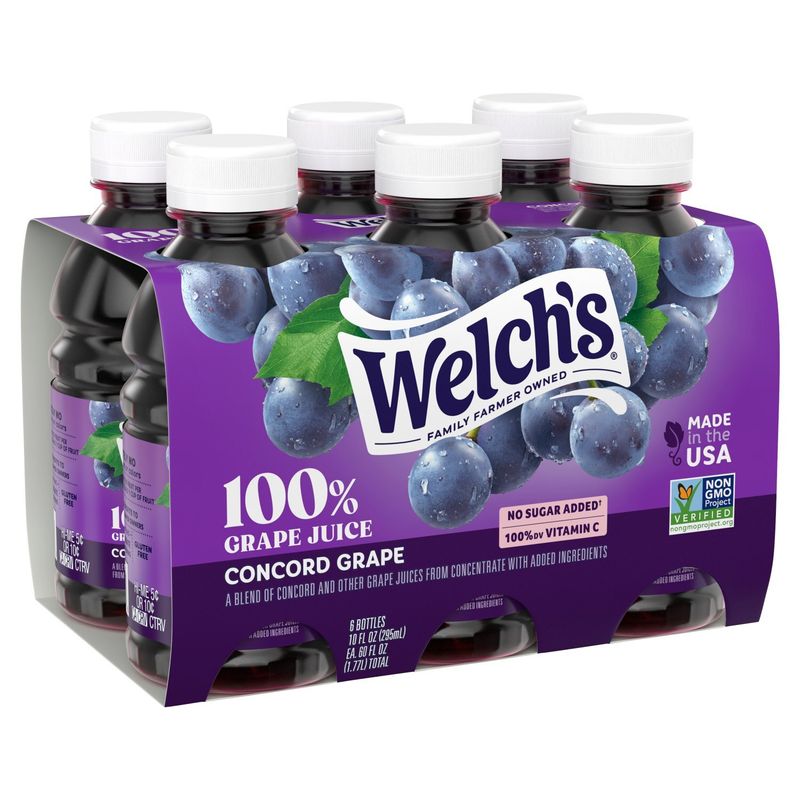 Welch's 100% Concord Grape Juice, 10 fl oz, 6 count