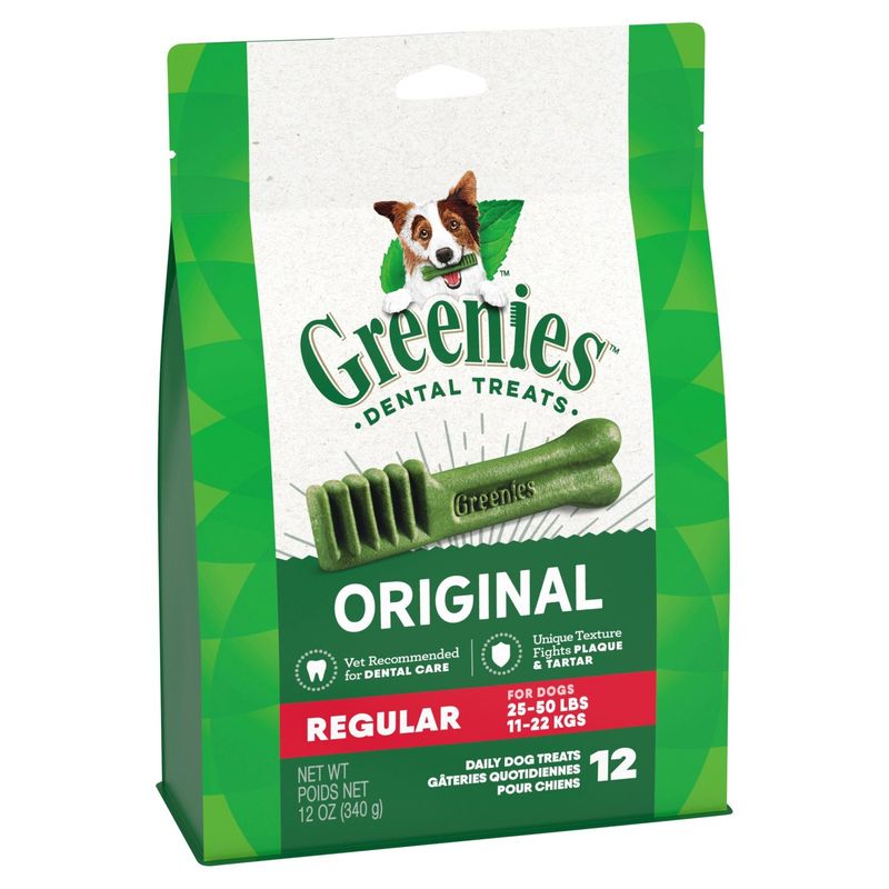 GREENIES Original Regular Natural Dental Care Dog Treats, 12 oz. Pack (12 Treats)