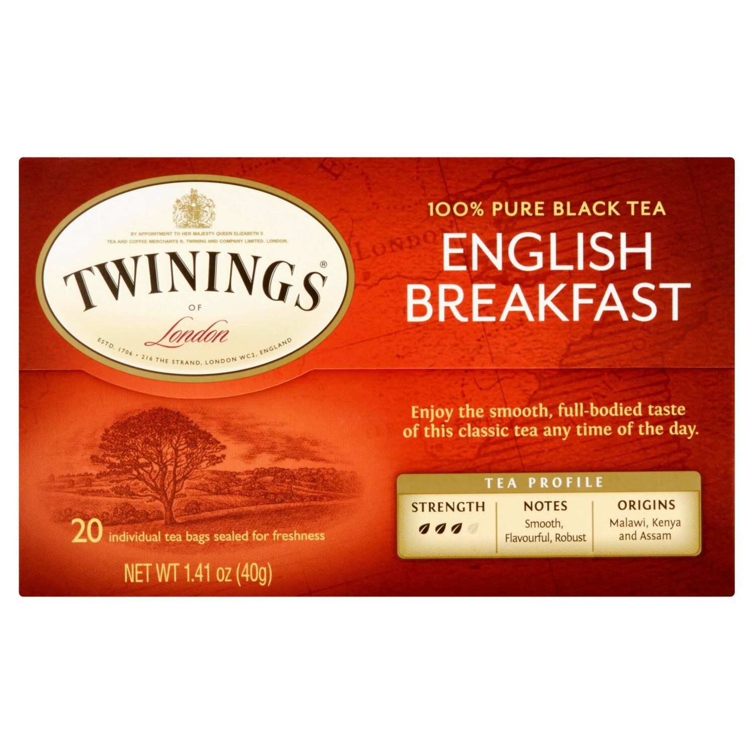 Twinings English Breakfast Pure Black Tea Bags, 20 count, 1.41 oz