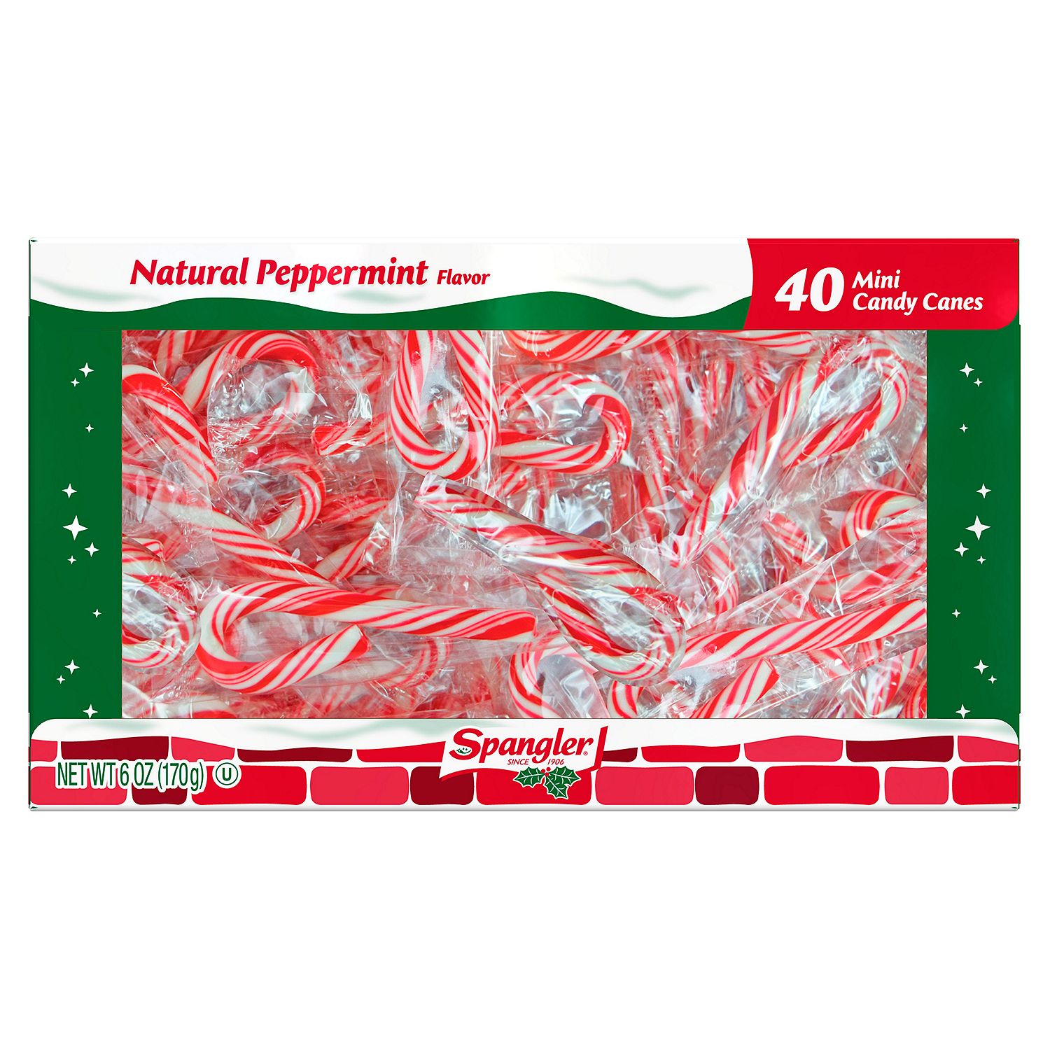 Spangler Natural Peppermint Flavor Mini Candy Canes, 40 count, 6 oz