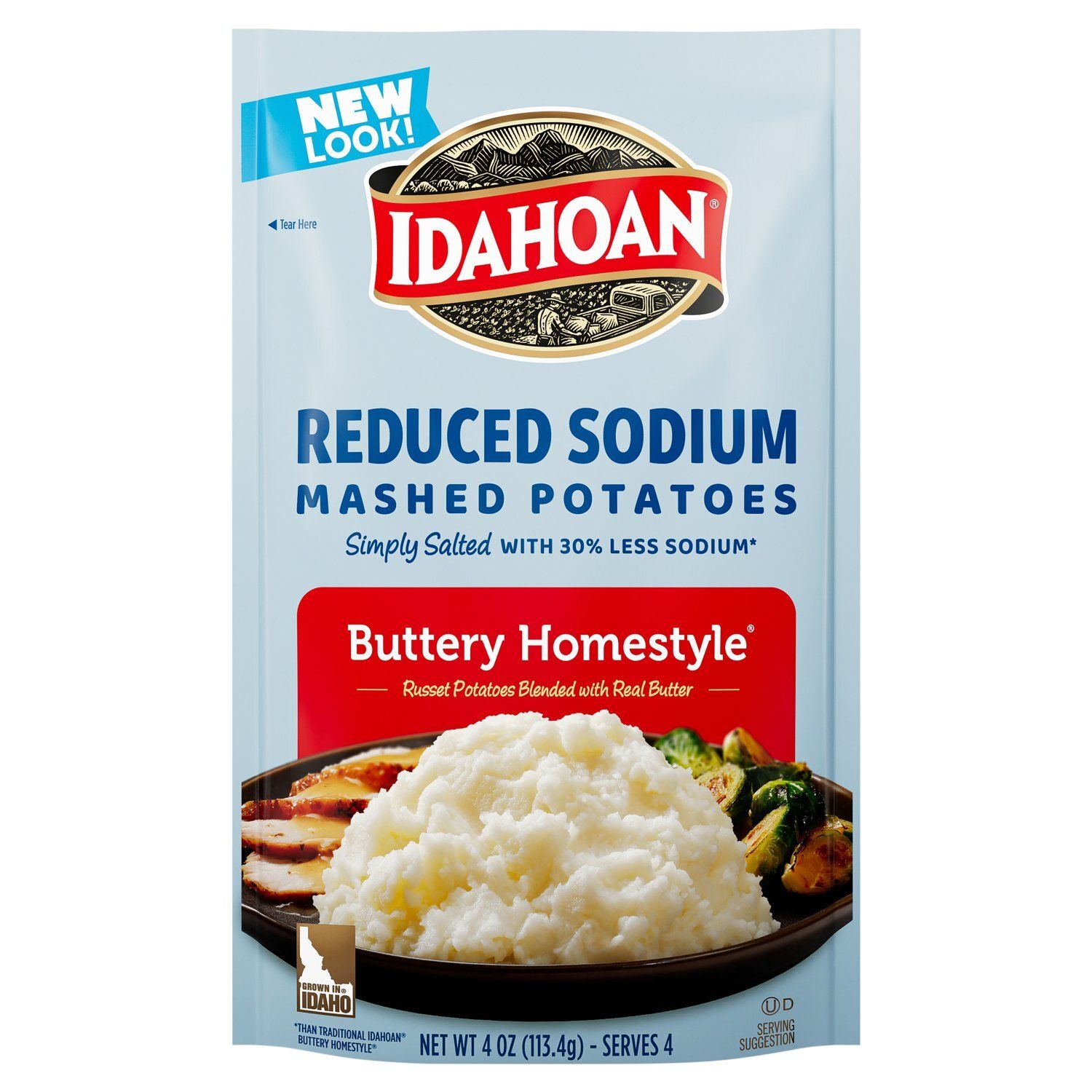 Idahoan Buttery Homestyle Reduced Sodium Mashed Potatoes, 4 oz