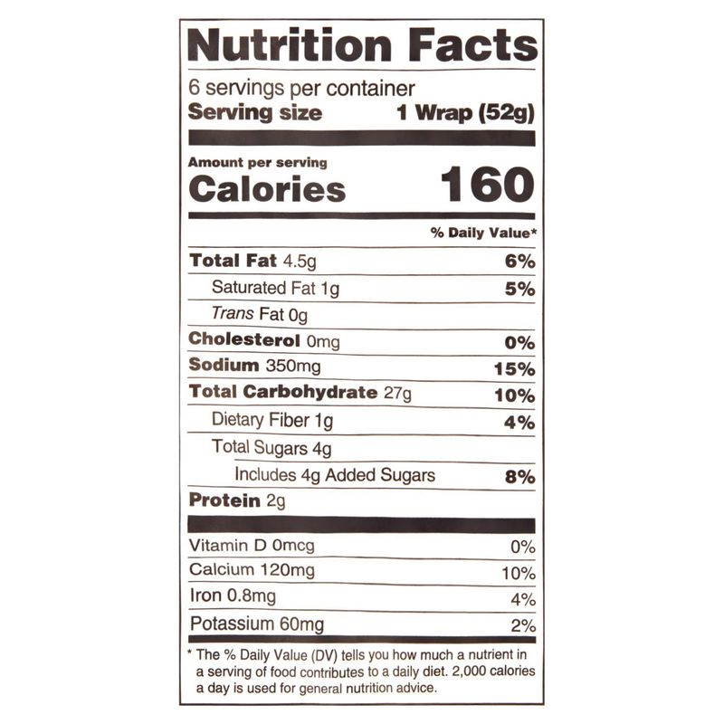 Toufayan Bakeries Original Tortilla Wraps, 6 count, 11 oz