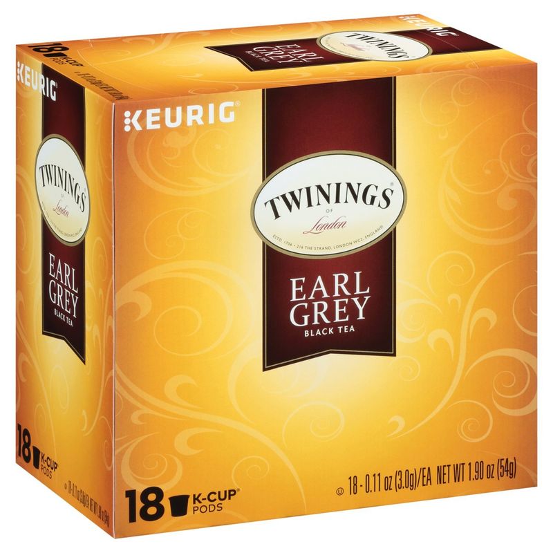 Twinings of London Earl Grey Flavoured Black Tea K-Cup Pods, 18 count