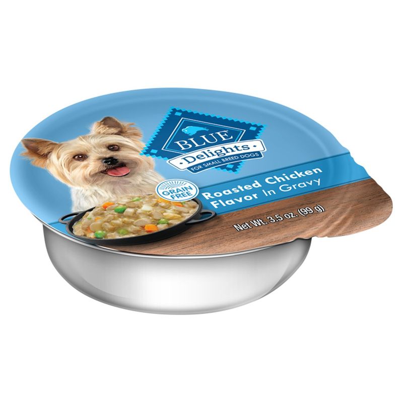 Blue Delights Roasted Chicken Flavor in Gravy Dog Food, For Small Breed Dogs, 3.5 oz