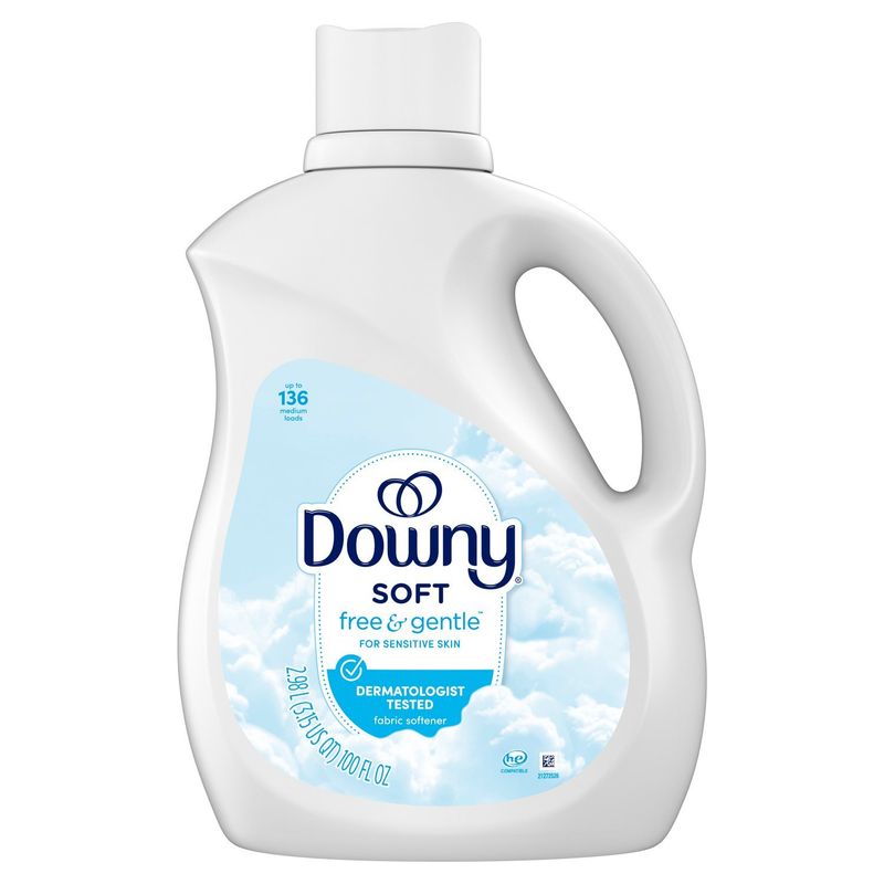 Downy Free &amp; Gentle Liquid Fabric Softener, 100 fl oz, 136 Loads, Hypoallergenic, Sensitive Skin Fr