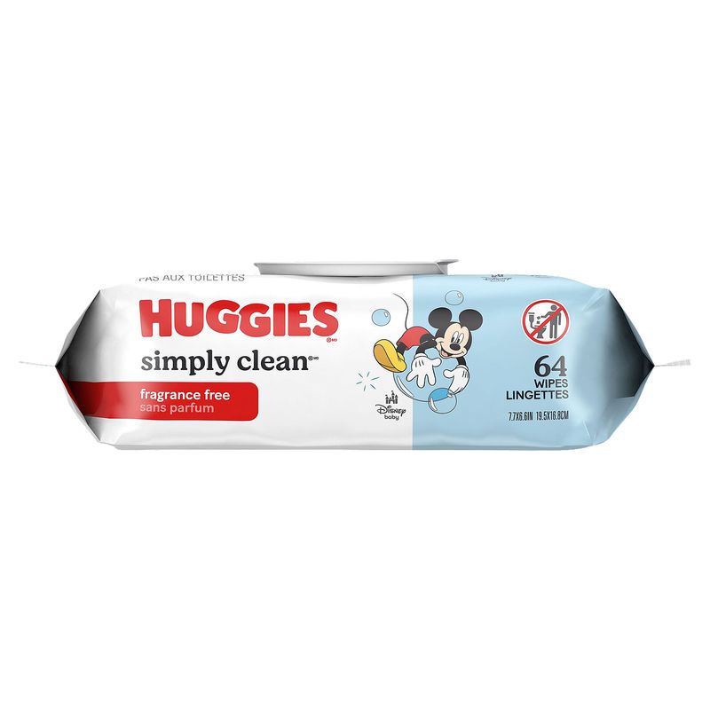 Huggies Simply Clean Fragrance Free Wipes, 64 count