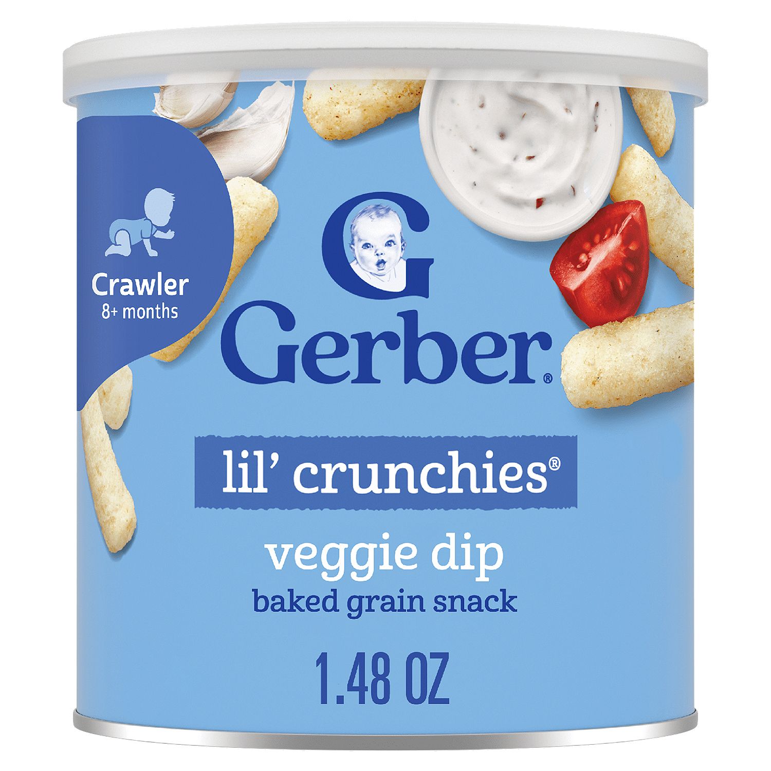 Gerber Lil' Crunchies Veggie Dip Baked Grain Snack Baby Food, Crawler 8+ months, 1.48 oz