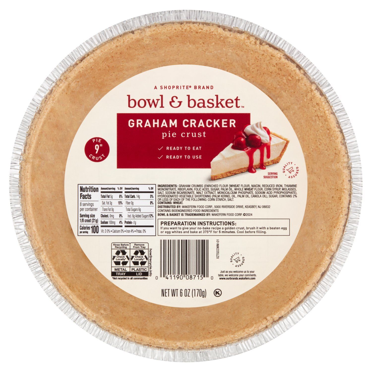 Bowl &amp; Basket Graham Cracker 9" Pie Crust, 6 oz