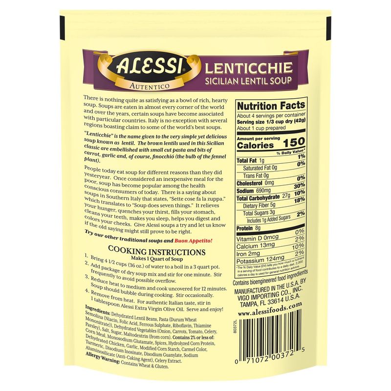 Alessi Premium Sicilian Lentil Soup, 6 oz