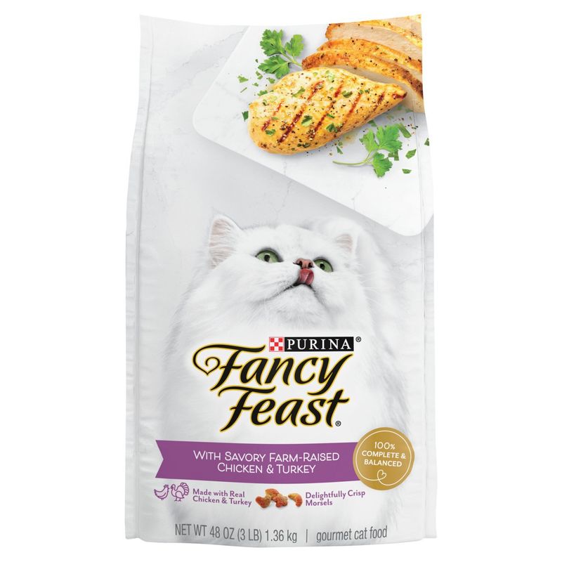 Purina Fancy Feast with Savory Farm-Raised Chicken &amp; Turkey Gourmet Cat Food, 48 oz