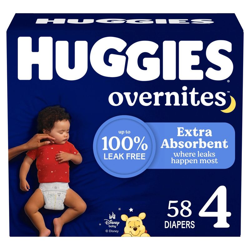 Huggies Overnites Disney Baby Overnight Diapers, Size 4, 22-37 lb, 58 count