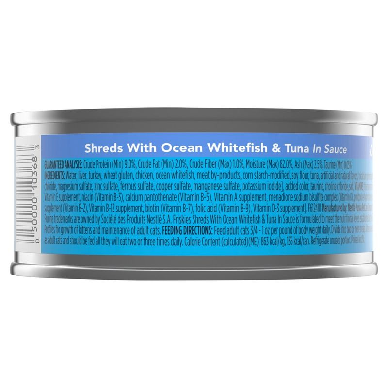 Purina Friskies Shreds with Ocean Whitefish &amp; Tuna in Sauce Cat Food, 5.5 oz
