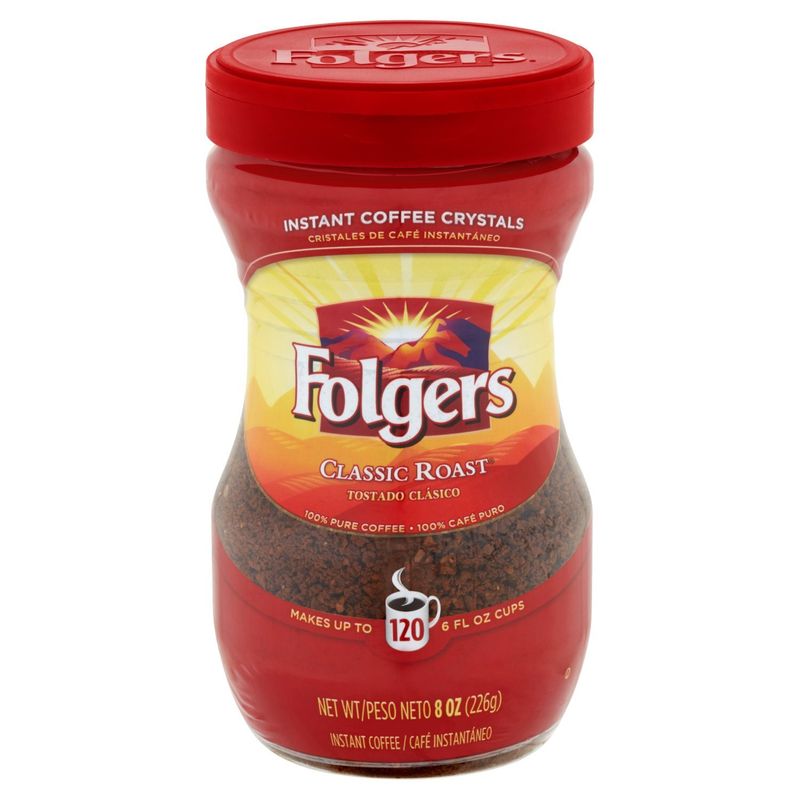 Folgers Classic Roast Instant Coffee Crystals , 8 oz