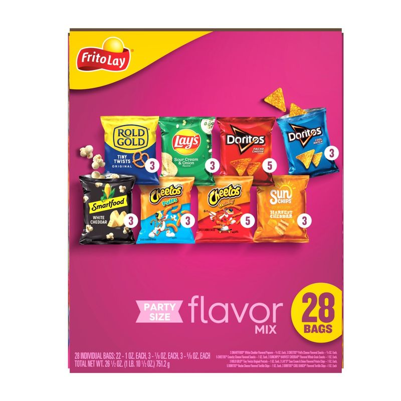 Frito Lay Snacks Flavor Mix Variety Pack, 26 1/2 Oz, 28 Count