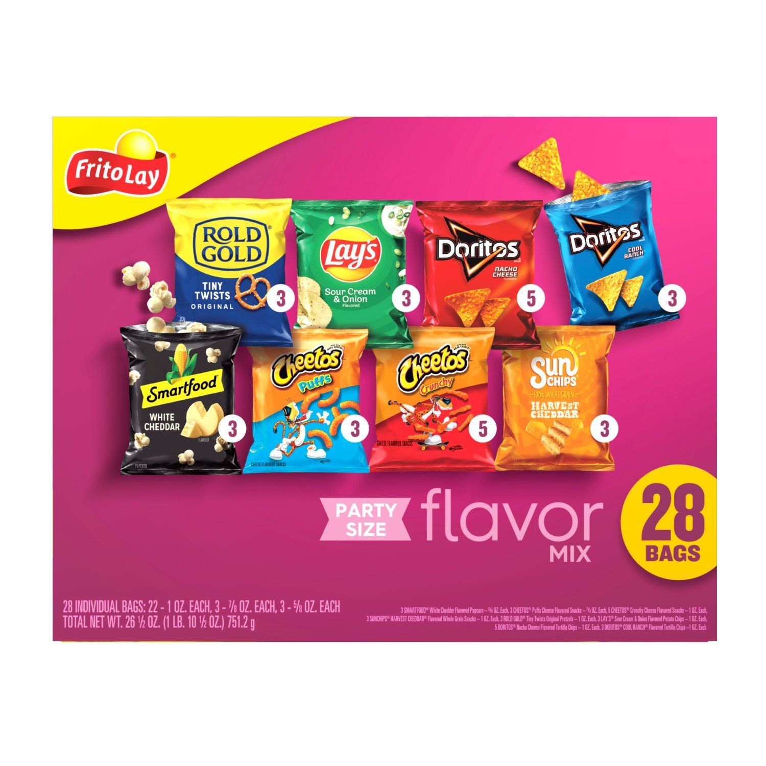 Frito Lay Snacks Flavor Mix Variety Pack, 26 1/2 Oz, 28 Count