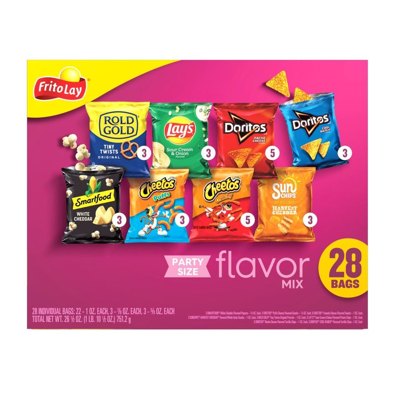 Frito Lay Snacks Flavor Mix Variety Pack, 26 1/2 Oz, 28 Count