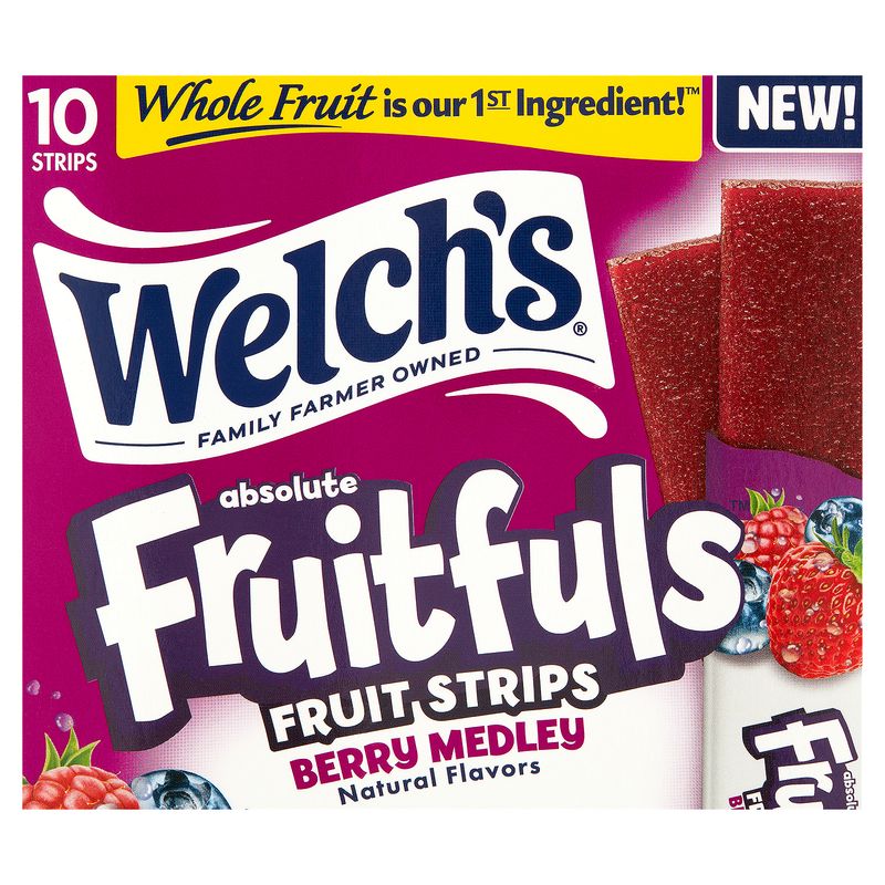 Welch's Berry Medley Absolute Fruitfuls Fruit Strips, 0.5 oz, 10 count