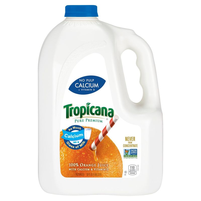 Tropicana Pure Premium 100% Orange Juice With Calcium &amp; Vitamin D No Pulp 128 Fl Oz Jug