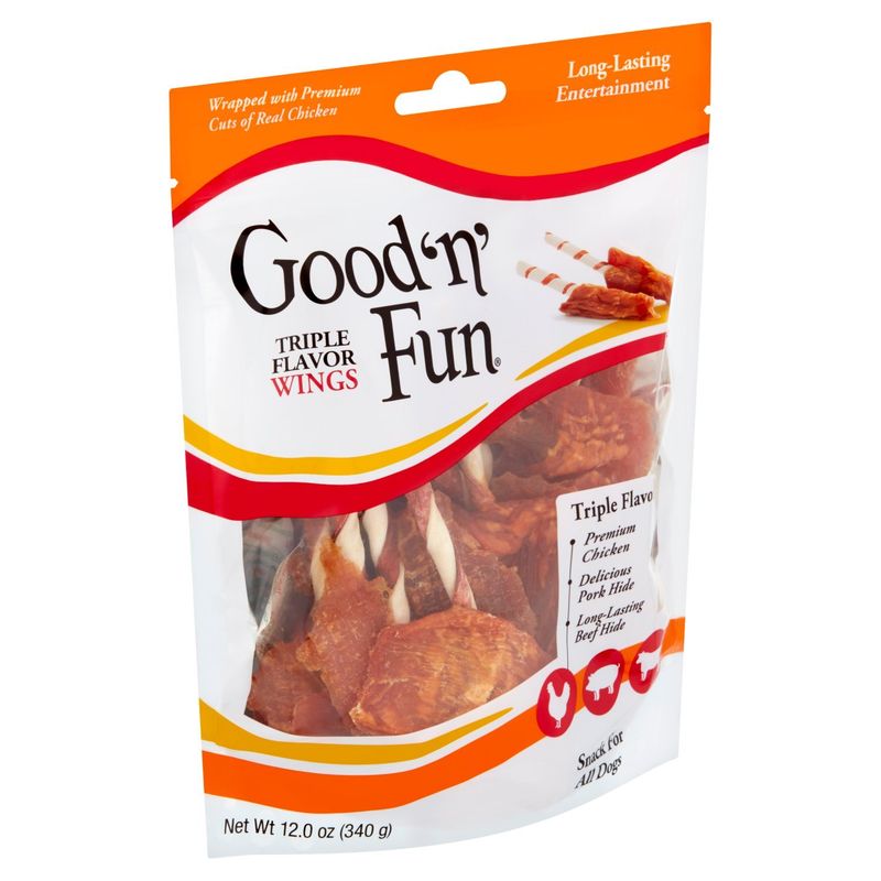 Healthy Hide Good 'n' Fun Triple Flavor Wings Snack for All Dogs, 12.0 oz