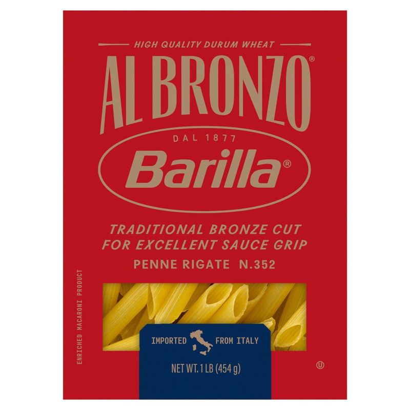 Barilla Al Bronzo Penne Rigate N.352 Pasta, 1 lb