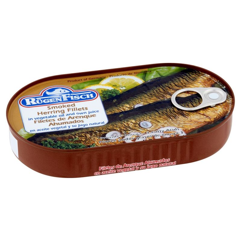 Rügen Fisch Smoked Herring Fillets in Vegetable Oil and Own Juice, 6.7 oz