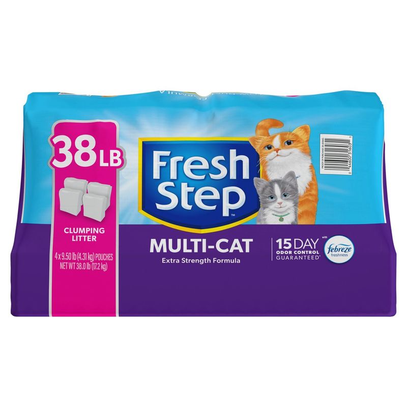 Fresh Step Multi-Cat Extra Strength Formula Clumping Litter, 9.50 lb, 4 count