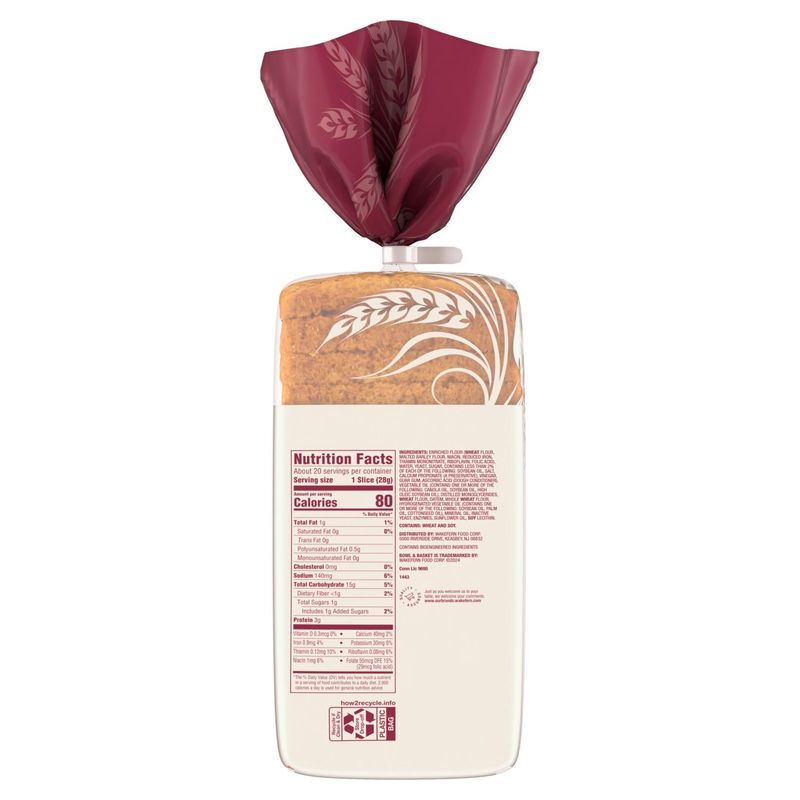 Bowl &amp; Basket Round Top White Sliced Bread, 20 oz