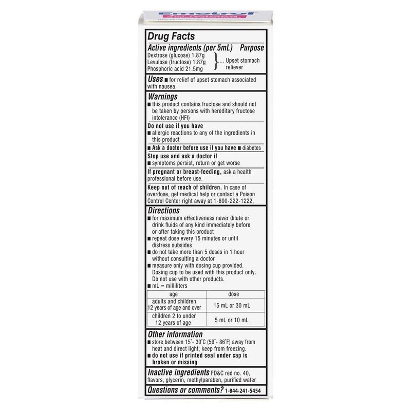 Emetrol Non-Drowsy Cherry Flavor Rapid Nausea Relief Liquid, Ages 2 &amp; Up, 4 fl oz