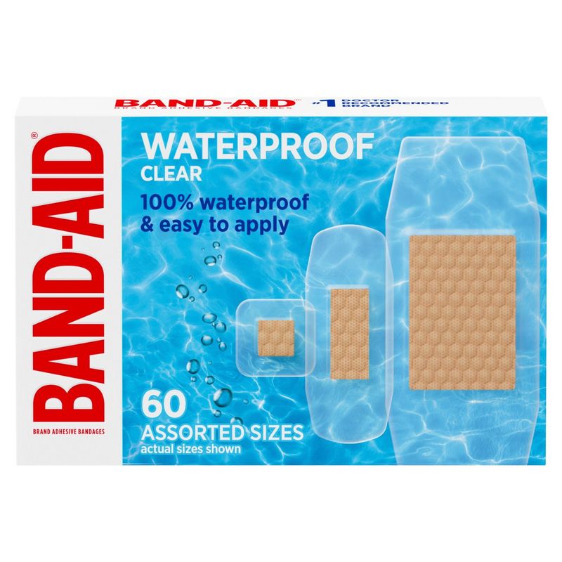 Band-Aid Waterproof Clear Adhesive Bandages, 60 count