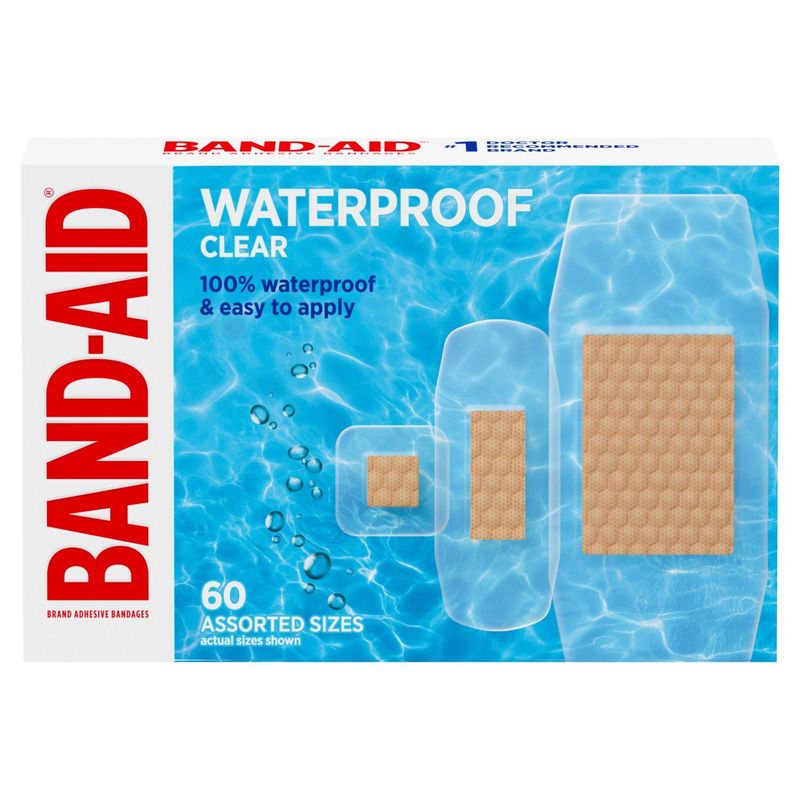 Band-Aid Waterproof Clear Adhesive Bandages, 60 count