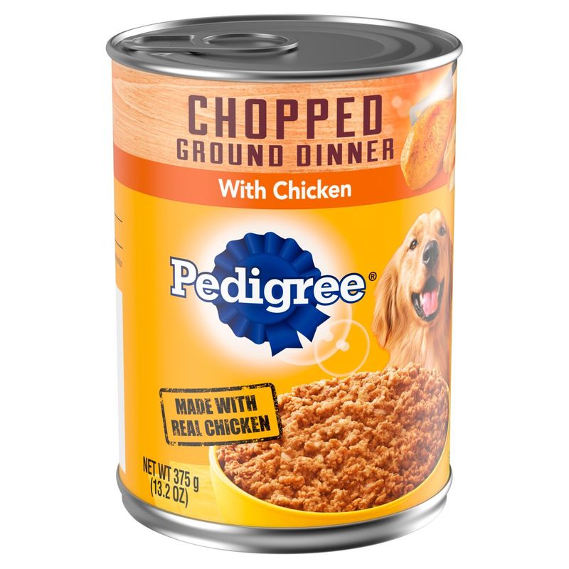 PEDIGREE Adult Canned Wet Dog Food Chopped Ground Dinner with Chicken, (12) 13.2 oz. Cans