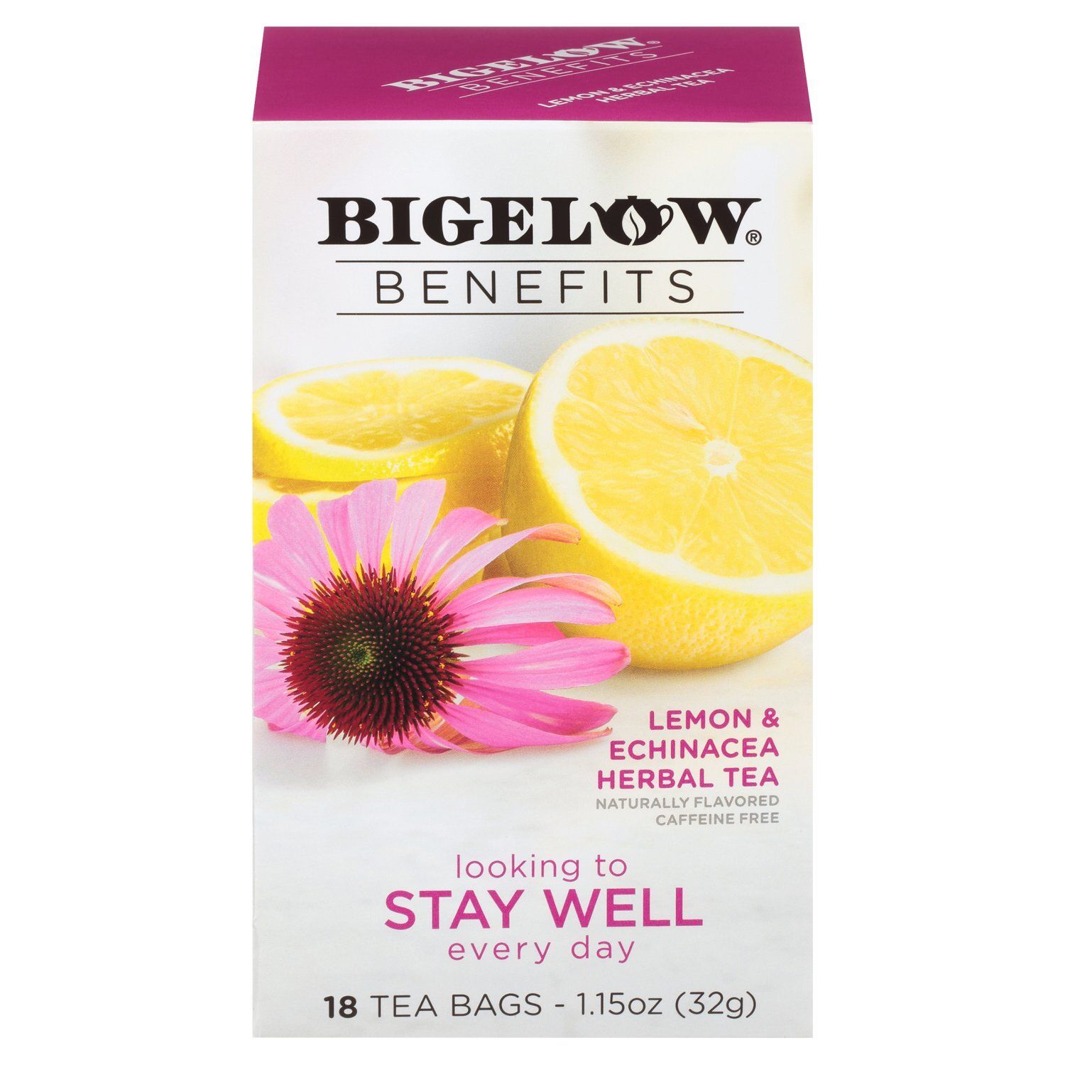 Bigelow Benefits Lemon &amp; Echinacea Herbal Tea Bags, 18 count, 1.15 oz