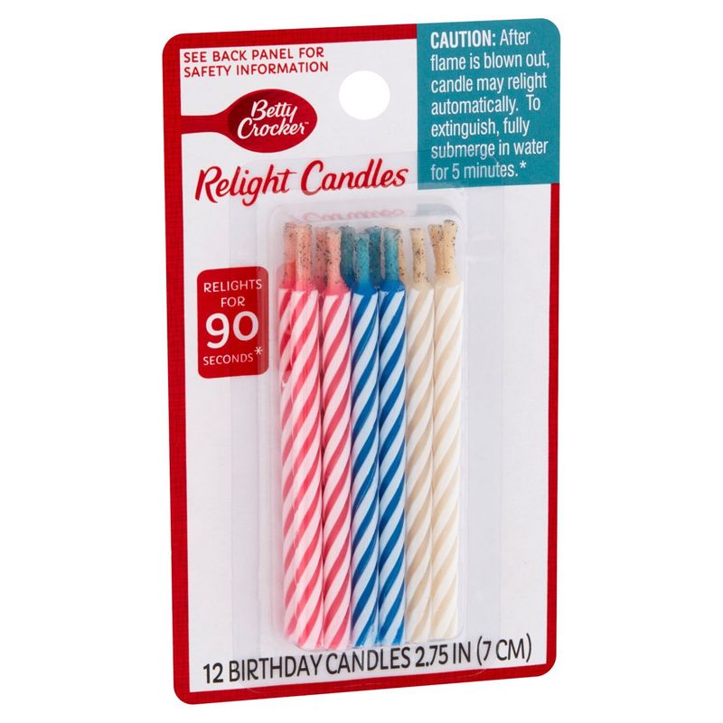 Betty Crocker Relight Birthday Candles 2.75 in, 12 count