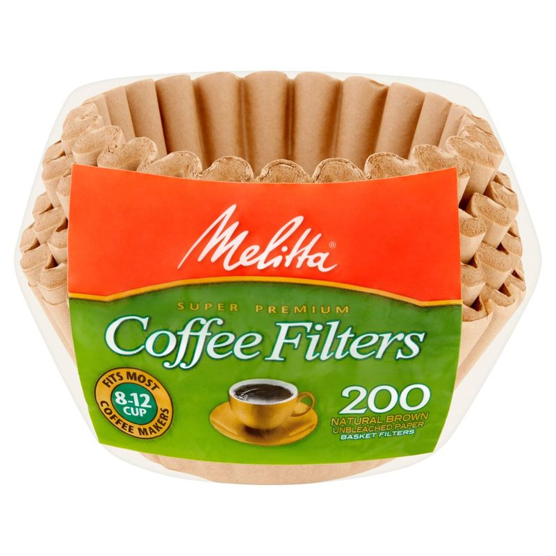 Melitta Super Premium Natural Brown Unbleached Paper Coffee Filters, 200 count