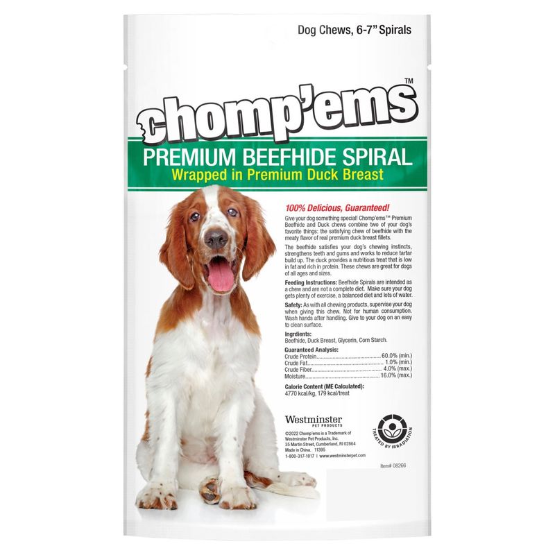 Chomp'ems Premium Beefhide 6-7" Spirals Dog Chew, 2 count, 2.64 oz
