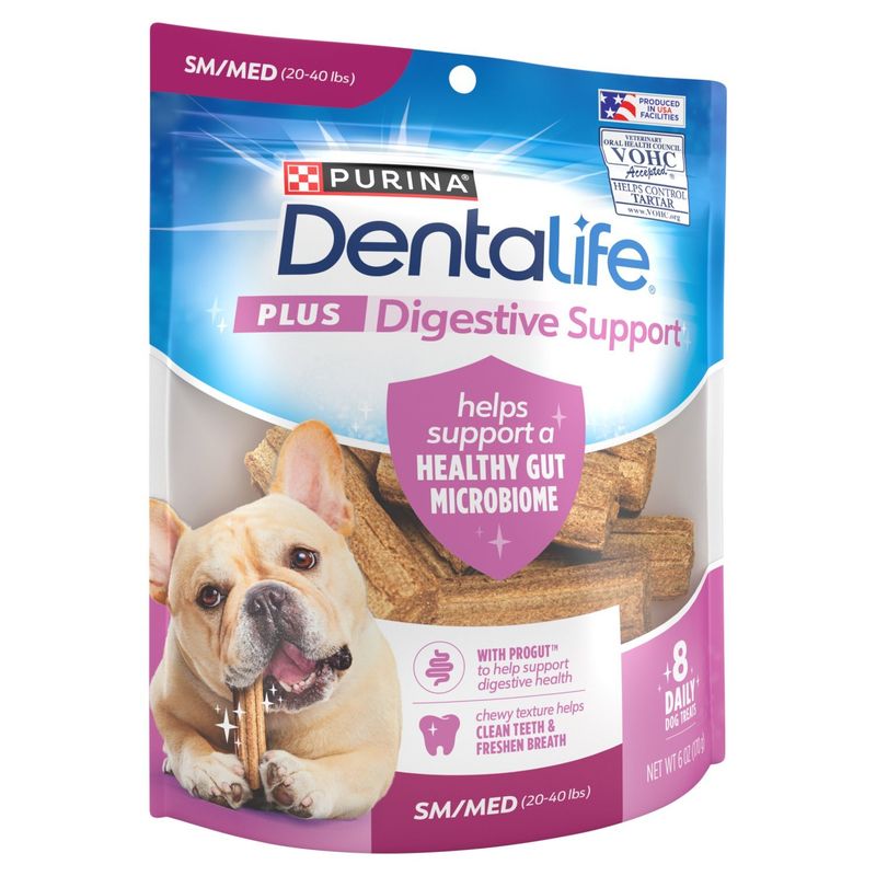 Purina Dentalife Plus Digestive Support Dog Treats, Sm/Med (20-40 lbs), 6 oz