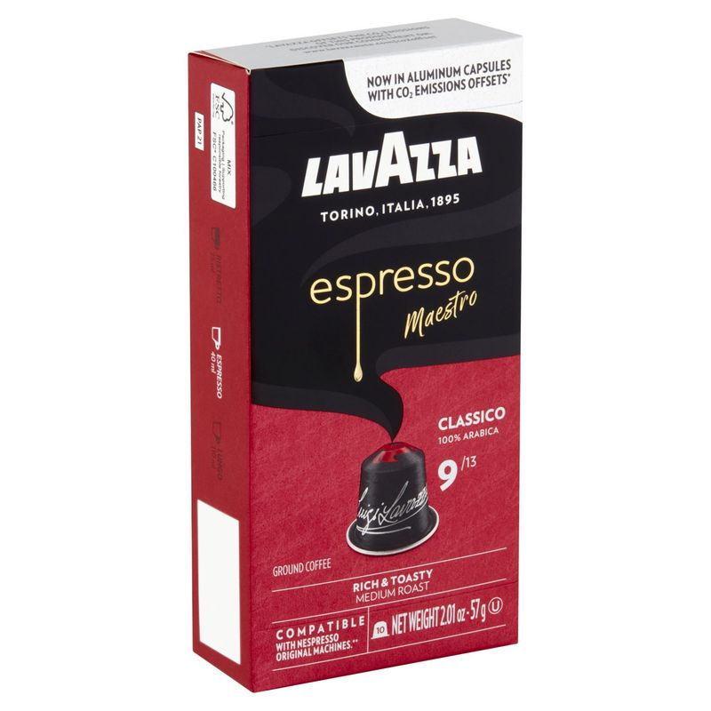 Lavazza Espresso Maestro Classico Medium Roast Ground Coffee, 10 count, 2.01 oz