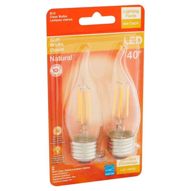 Sylvania Natural LED 40W Soft White B10 Clear Bulbs, 2 count